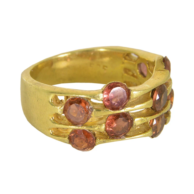 New Design Latest Collection 925 Sterling Silver Ring Garnet Gemstone Gold Plated Jewelry