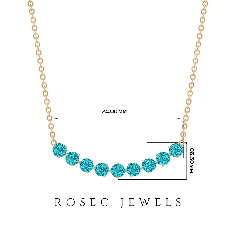  Ожерелье с изогнутым стержнем 3/4 карат зеленая подвеска круглым кулоном Paraiba для лаборатории