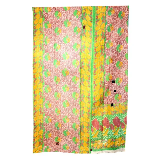 Indian Handmade Vintage Kantha Quilt Printed Bedcover Cotton Blanket Gudari Vintage Kantha Quilt