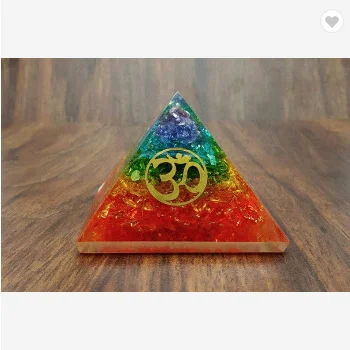  Пирамида оргонита с 7 камнями чакр и символом Ом | Окрашенные прозрачные кварцевые Исцеляющие кристаллы чакры