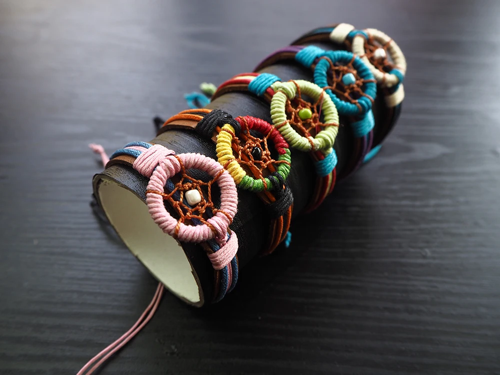 Wholesale Adjustable Genuine Leather Friendship Bracelet Vintage Style Bracelet