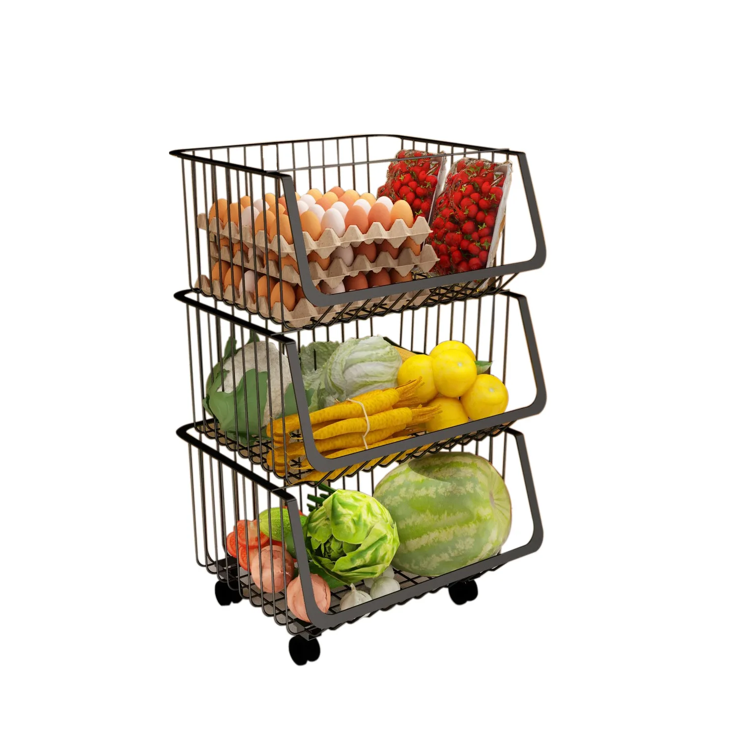 
Gourmet Basics multi-layer adjustable household floor-standing fruit and vegetable storage basket Antique Black 