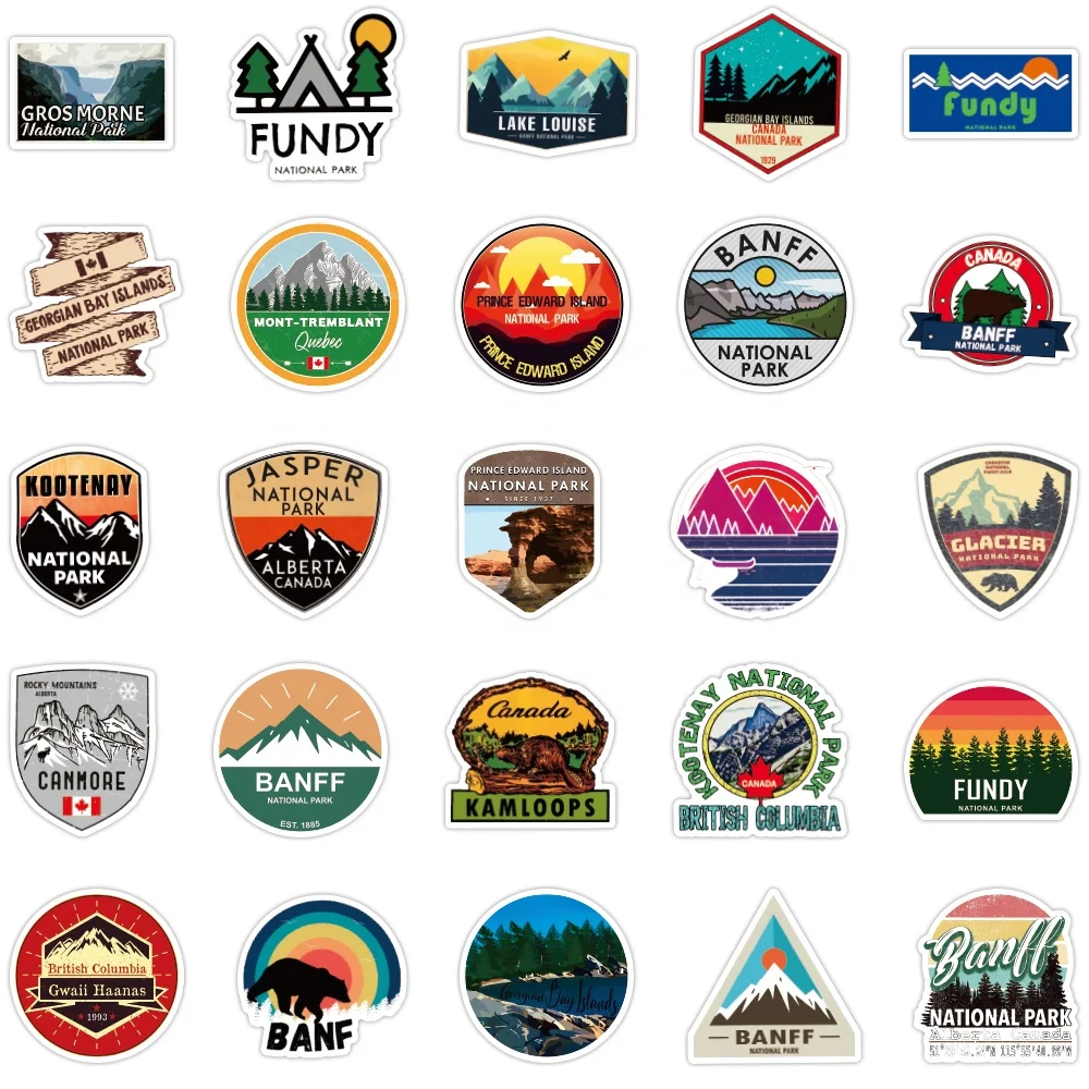 50pcs PVC waterproof National Park graffiti decorative sticker packs for laptop stationery luggage skateboard window wall decal