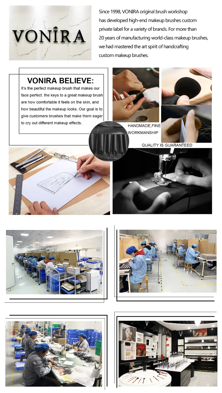 Vonira Custom Private Label Brand New Premium Luxury Makeup Triangle Foundation Brushes Low Moq Unique Wholesale Free Sample OEM