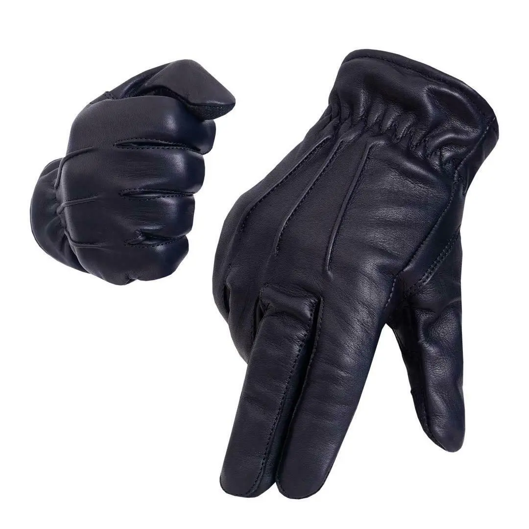 
Custom car driving mans black genuine leather glove 