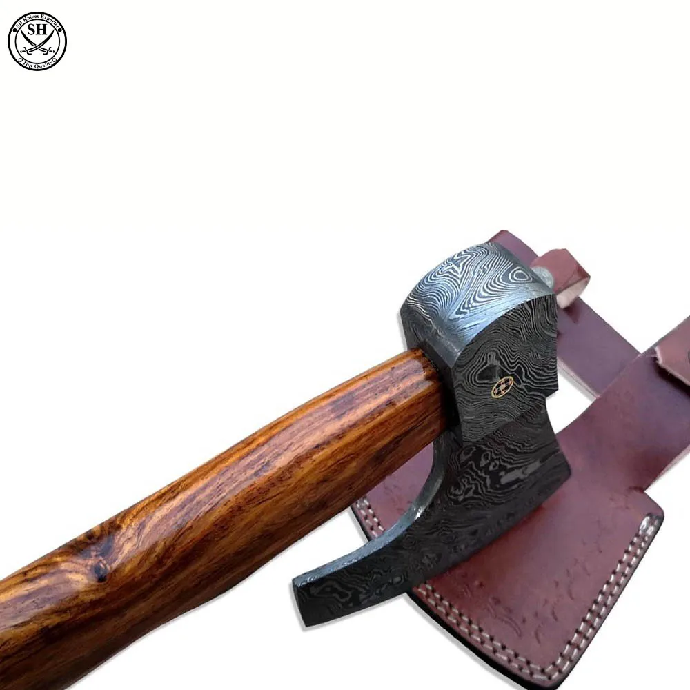 Новый кованый вручную топор из дамасской стали, викингов, медведистый топор, деревянная ручка 14 дюймов