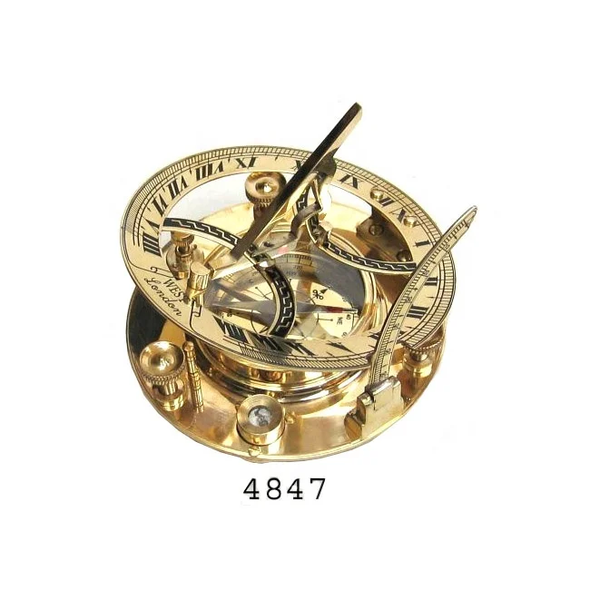 Nautical Brass Folding Sundial Compass With Spirit Level nautical supplies marine compasses for sale