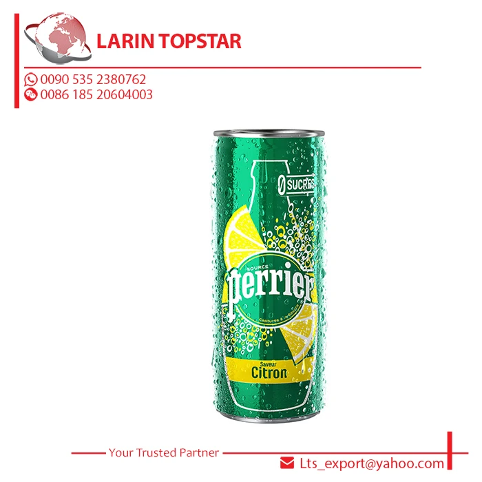 
Perrier Slim Box 33CL Lemon Can Natural Mineral Water Perrier 