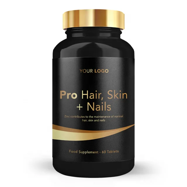 
Pro Hair Skin Nails Health Food Supplements Vitamins Round Premium Bottle - Private Label Nutrition - Wholesale Diet Supplements 