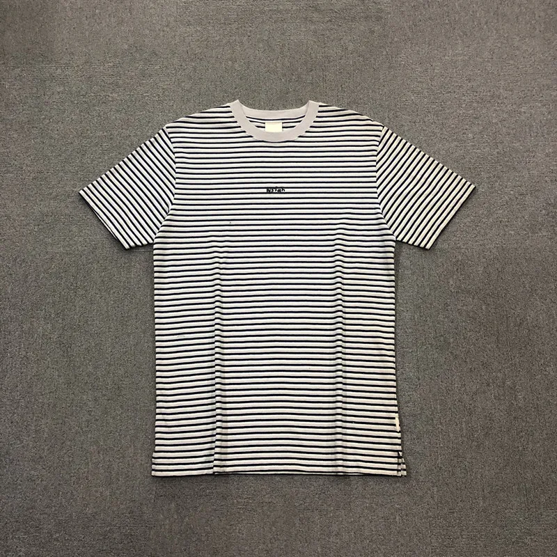 Wholesale Cheap Men Stripe-Shirts In Bulk Yarn Dyed Knit Tee Oversized Youth T Shirt