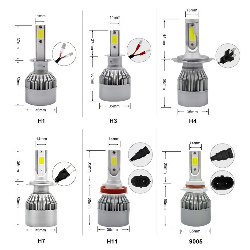 LINK-TO Free Custom Logo 48W Super Bright 16000 Lumen C6 Led Headlamp Light Bulb H4 H7 Led H7 H4 880 H1 H3 9005 9006 H11 H4