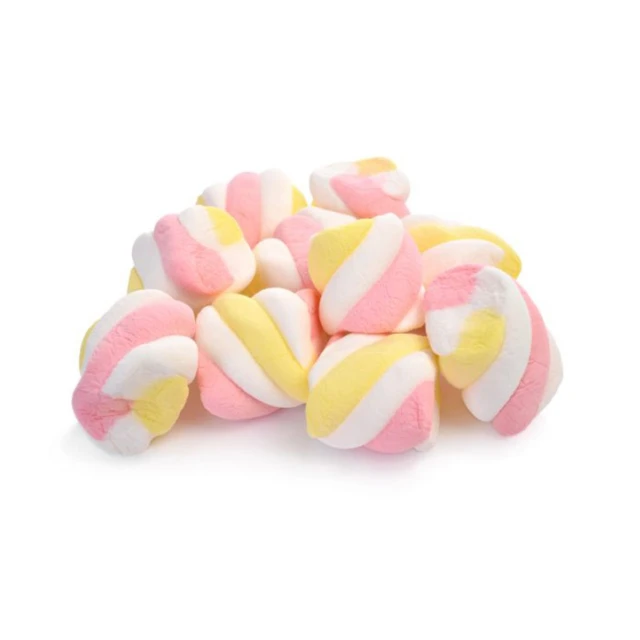 
New Fruit Flavor Mini Marshmallows Fruity Cotton Candy Halal Cute Cartoon Double Colors Mini Twist Marshmallow Lollipop 