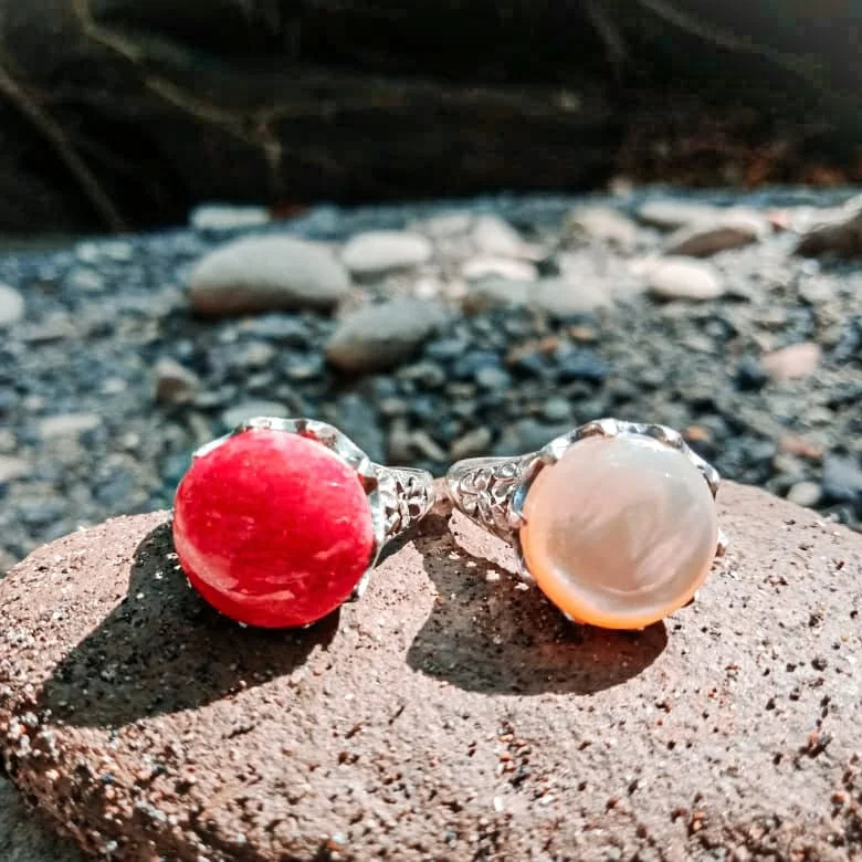 KA-R013-Frangipany Sculptured Best Selling Classics Design Ring Silver Jewelry Women Gift MOP Party Sterling Stone Wedding