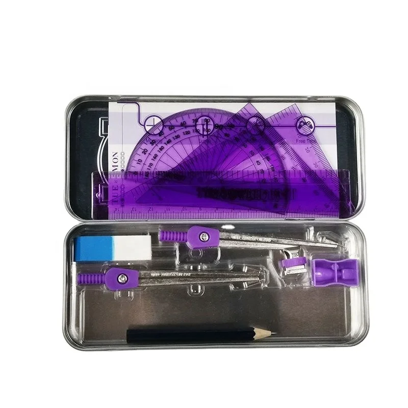 Оптовая продажа канцелярских принадлежностей Геометрическая коробка/коробка для математических инструментов компас