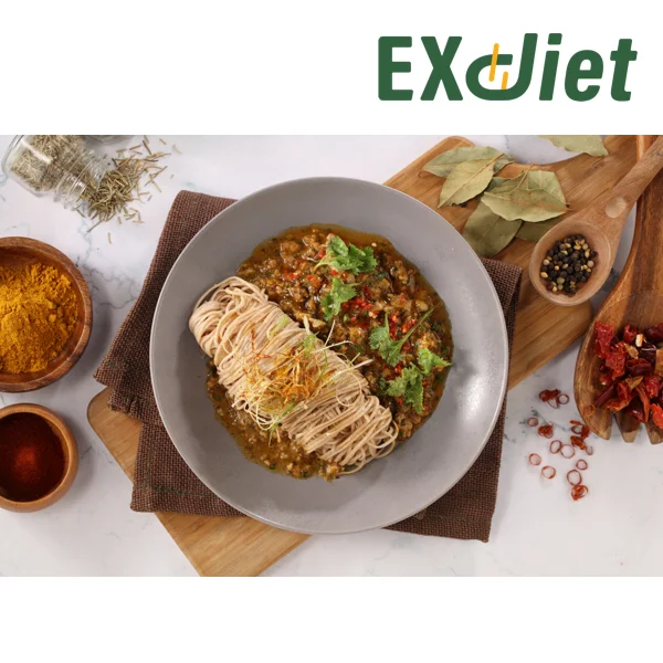 Plant Based Meat Peru Stew with Protein and Fiber Plus Red Quinoa Noodles