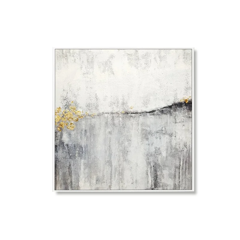 Настенная картина в скандинавском стиле, абстрактный пейзаж, настенное искусство на холсте, серого и белого цветов, ручная роспись, 20 х2, 0 дюймов/50 х50 см