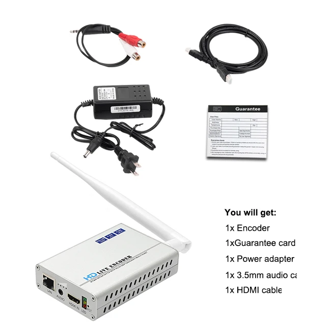 Haiwe h8118m H.265 H.264 WIFI HD built-in Battery HDMI Encoder with APP control for Live Streaming youtube wowza facebook