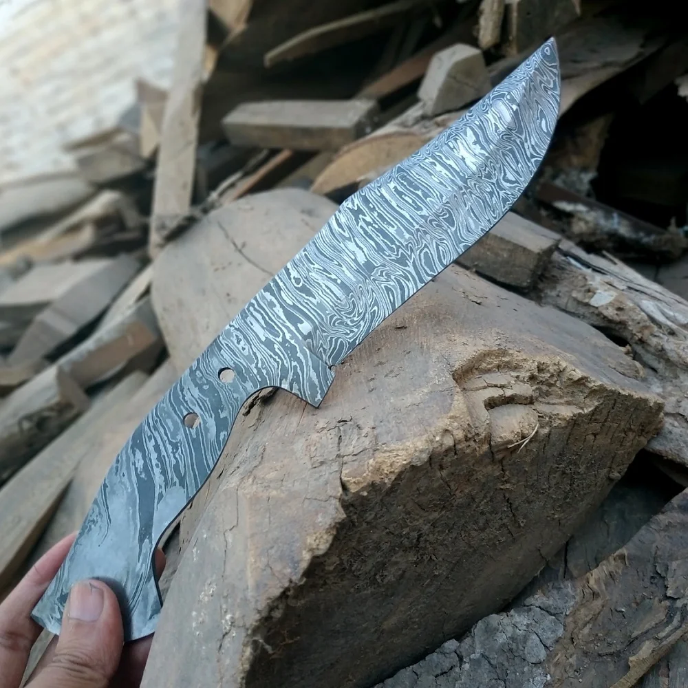 Дамасский стальной огонь шаблон чистый лезвие Полный Клинок нож для индивидуальной ручки