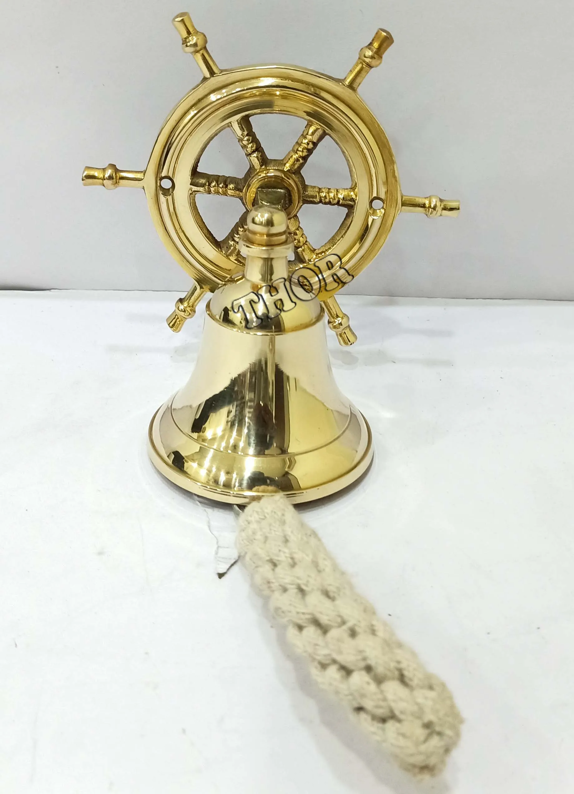 Настенный колокольчик латунный полированный наконечник для ужина комнатный/уличный морской монтажная фурнитура кронштейн корабля лодки Морской Декор