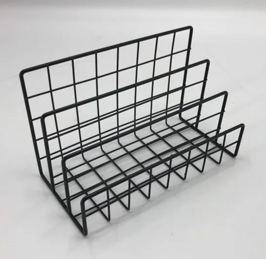 
Good Quality Low MOQ Fashion Office Black Metal Wire Mesh Desk Letter Organizer 
