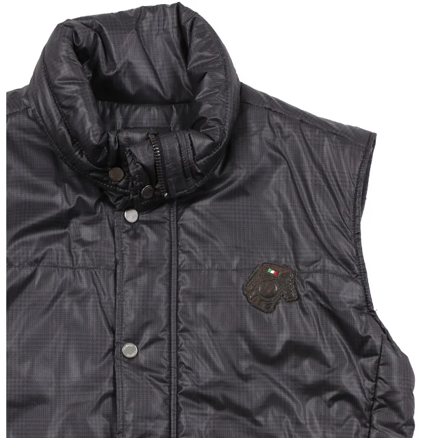 Customizable Black Man Jacket Bomber Without Sleeves, Made With Nylon And Cotton Made In Italy Clothing