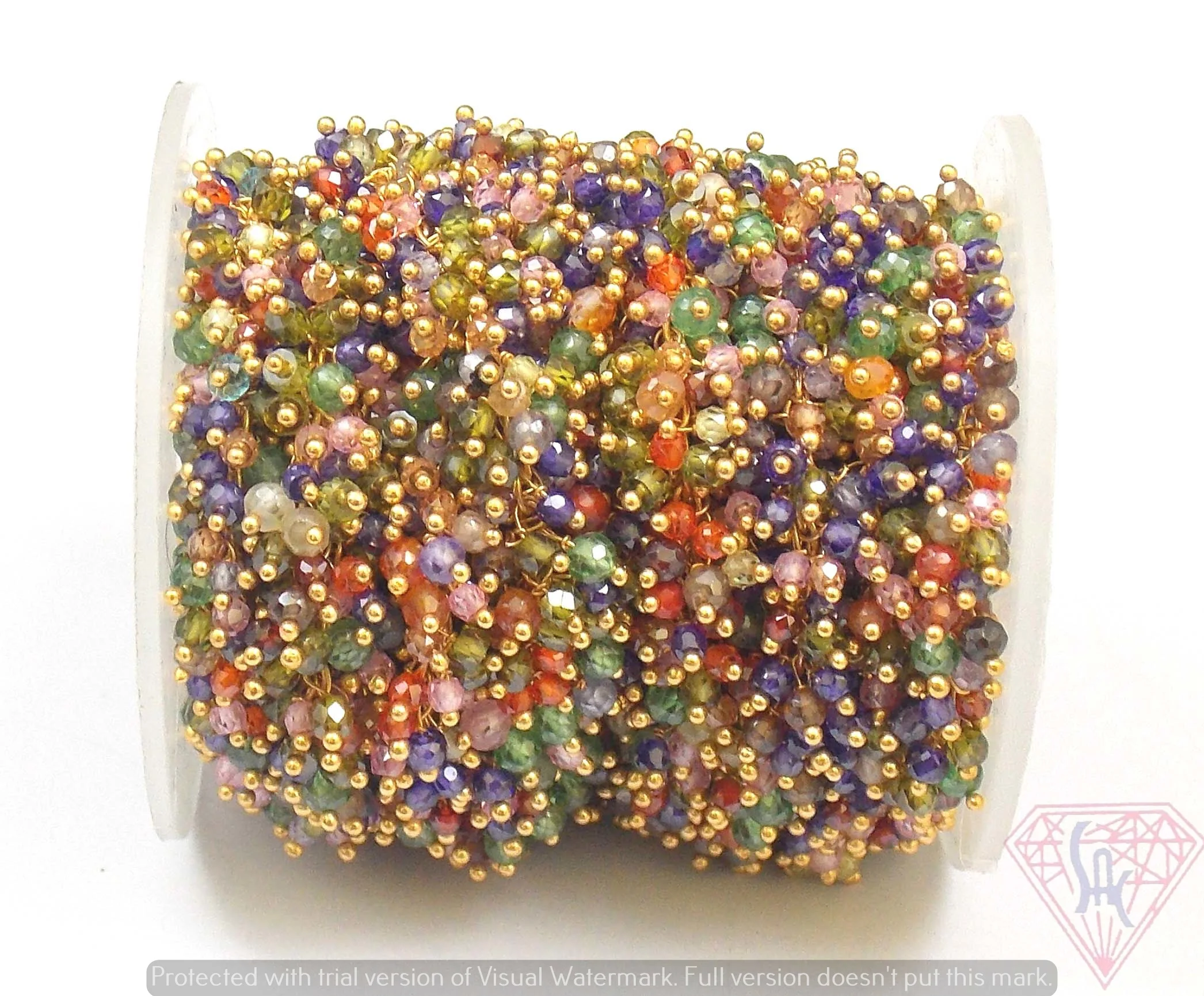 Multi Quartz Wire Wrapped Layered Waist Natural Multi Gemstone  Beaded Cluster Rosary Coin Charm Chain