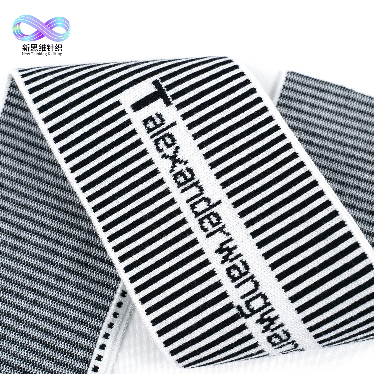 Jacquard stripes with customized logo rib fabric clothes accessories for fashions
