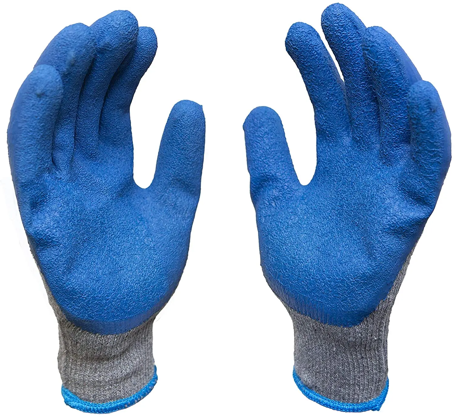 Dexam Professional Rubber Latex Double Coated Work Gloves For Construction Gardening Gloves Heavy Duty Cotton Blend Blue