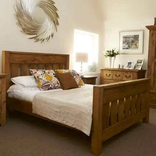 Highly Recommend American Rustic Industrial Style Bed Furniture Wooden Headboard And Footboard Metal Platform Wood Bed