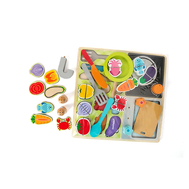 
Magnetic Fruit Vegetables Cutting Children Happy Pretend Play Food Cooking Wooden Kitchen Set Toys For Girls 