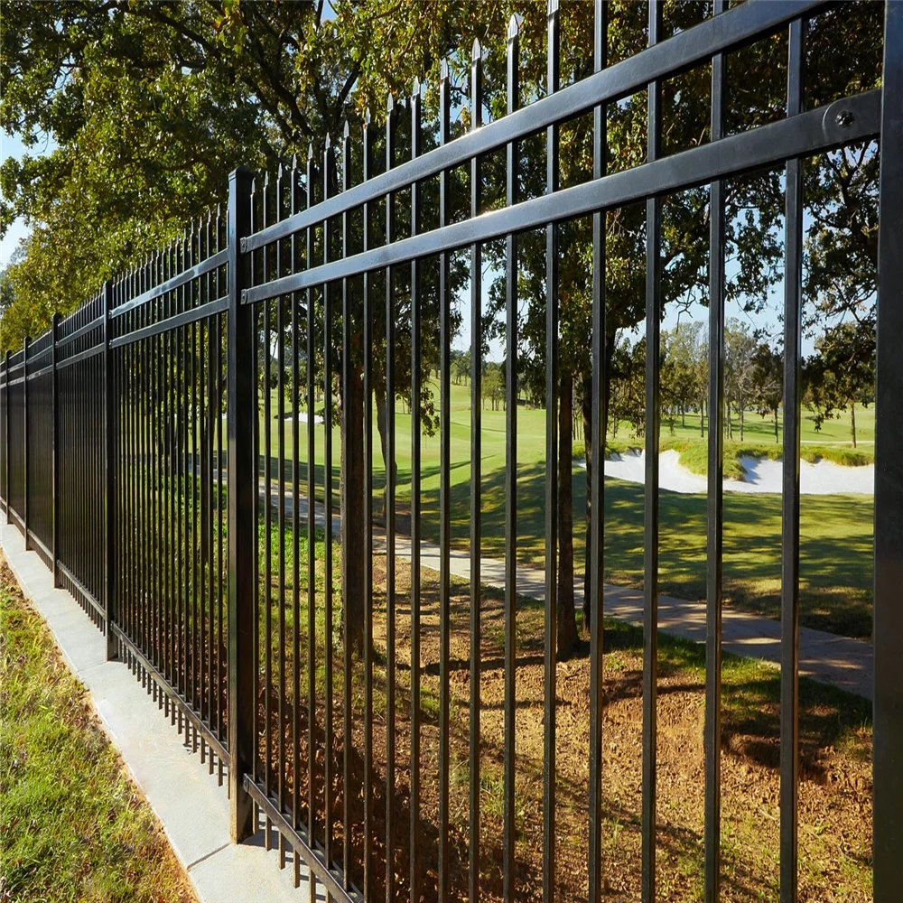Anti Rust Galvanized Steel fence Wrought Iron Spear Top Fence Security Fence Panel