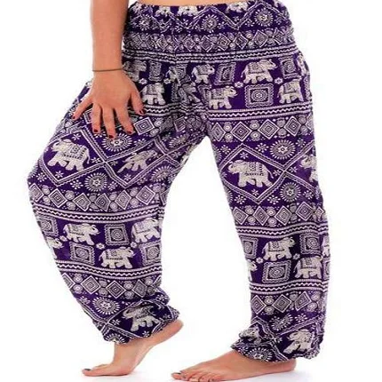 2020 Woman Baggy Elephant Harem Pants online wholesale-Elephant Print Yoga Harem Pant-Thai Fisherman Elephant Harem Pant