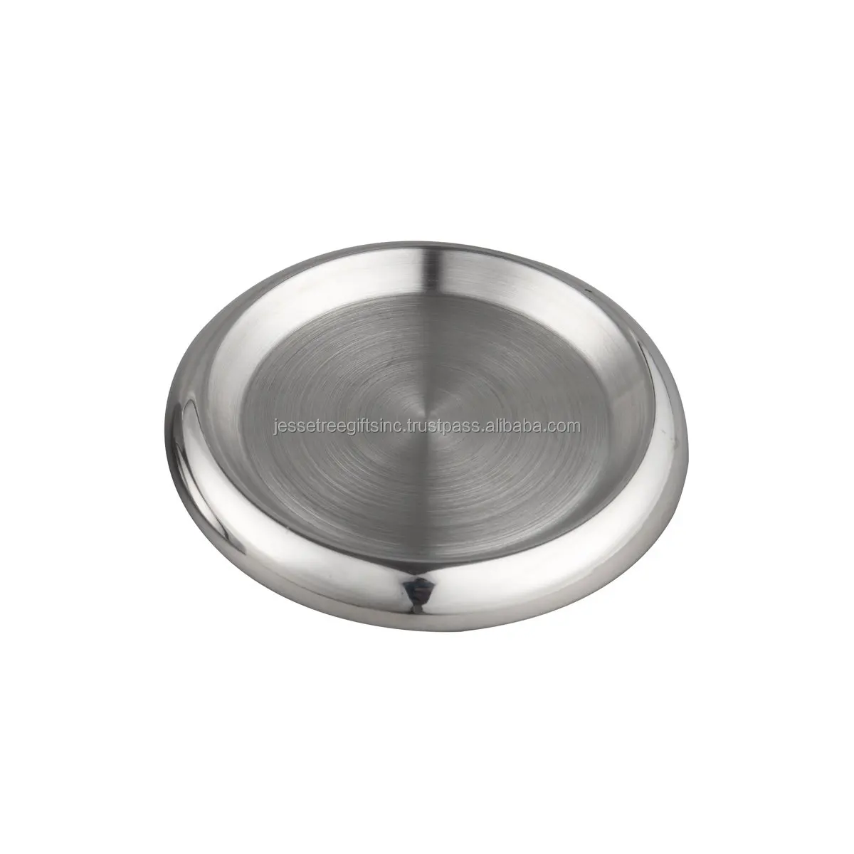 Metal Coaster Set Of 4 Pieces With Matte Polish Finishing Round Shape Plain Design High Quality For Serving Drinks