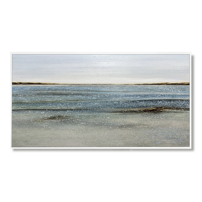 Современная Абстрактная синяя картина ручной работы, белые настенные украшения на холсте для гостиной, спальни 20X3, 9 дюймов/50x100см