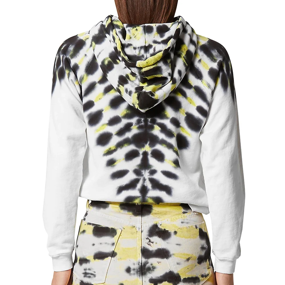 Высококачественный пуловер с капюшоном и принтом на завязках