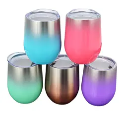 12oz Stainless Steel Wine Tumbler  Splash-Proof Lids For Parties Stemless