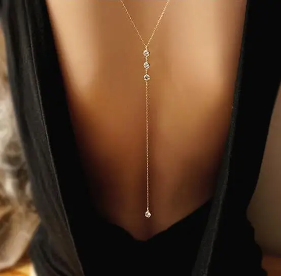 2022 Customizes Zodiac Long Chain Necklace Stainless Steel Body Chain Women Minimalist Jewelry Back Chain