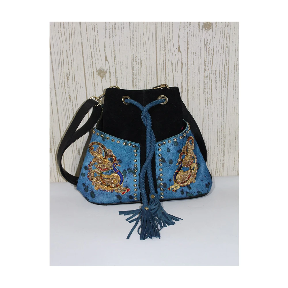 Высококачественная Наплечная Сумка с нашивкой павлина Zardosi