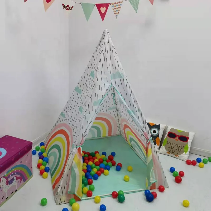 Factory Price Rainbow teepee portable Kids play teepee waterproof kids Teepee play tent A-Frame