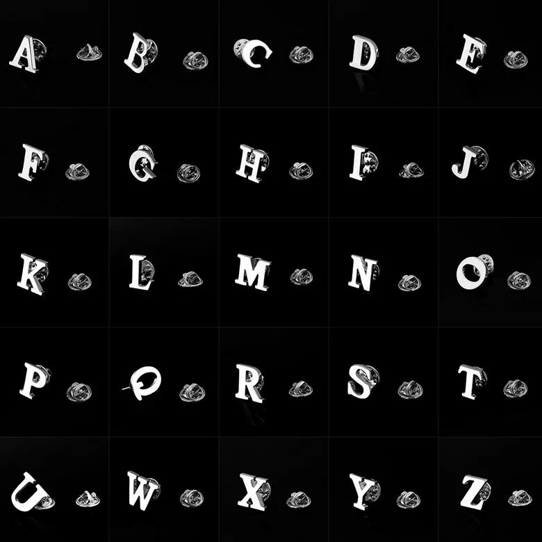 suit accessories custom A Z j alphabet metal letter pins