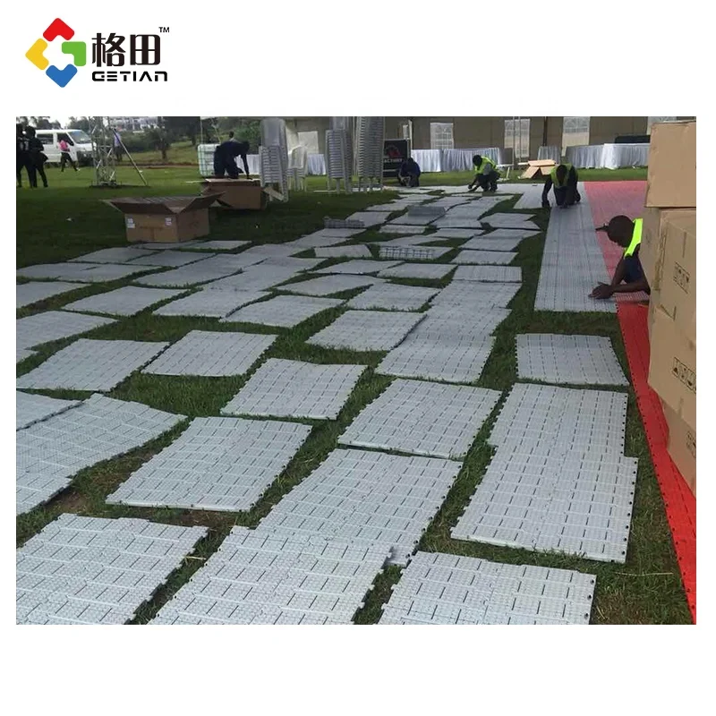 Flexible price pp interlocking plastic grass turf protection floor,flooring for grass protection