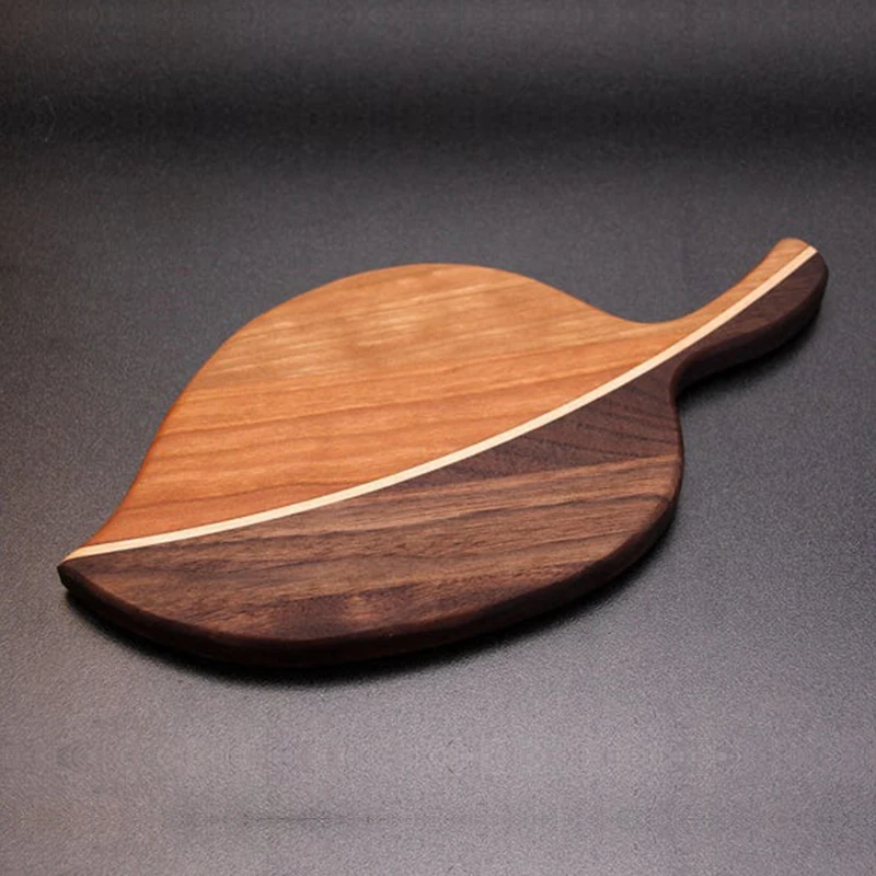 
Hot Selling Dual Colored Leaf Shaped Wooden Food serving Tray Wooden Designer Hotel Tray Chopping Boards 