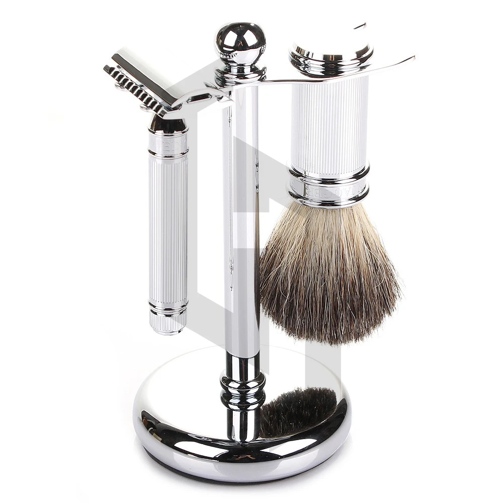 Personal Care German Knurling Shaving kit including Safety Razor, Brush and Stand Manufactured By Shave Edge