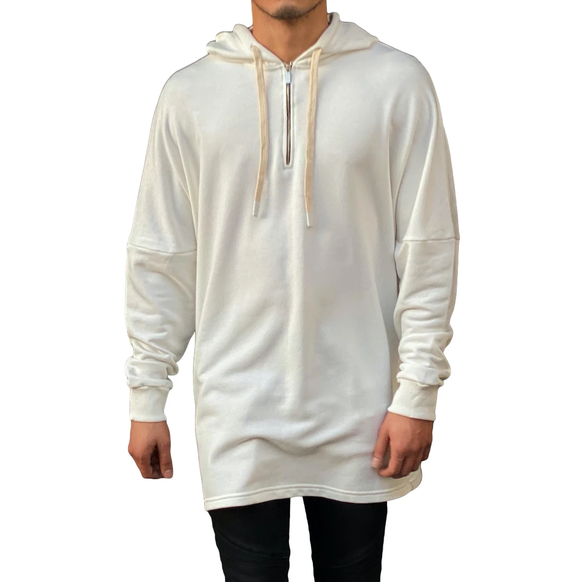 Oversize 30% Pol 70% Cotton 2023 Mens White Long Cut Basic Hoodie High Quality Turkish Fabric Wholesale OEM Product Customized