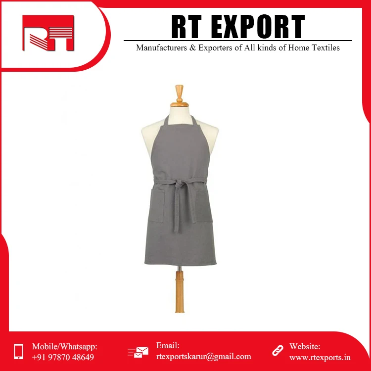 Wholesale Price Top Quality Custom Design Cotton Linen Unique Print Cooking Kitchen Apron with Pockets