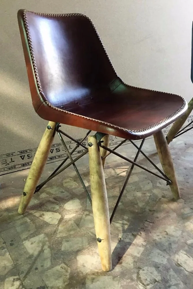 India Industrial Dining Chair , Leather Dining Chair, Restaurant Furniture