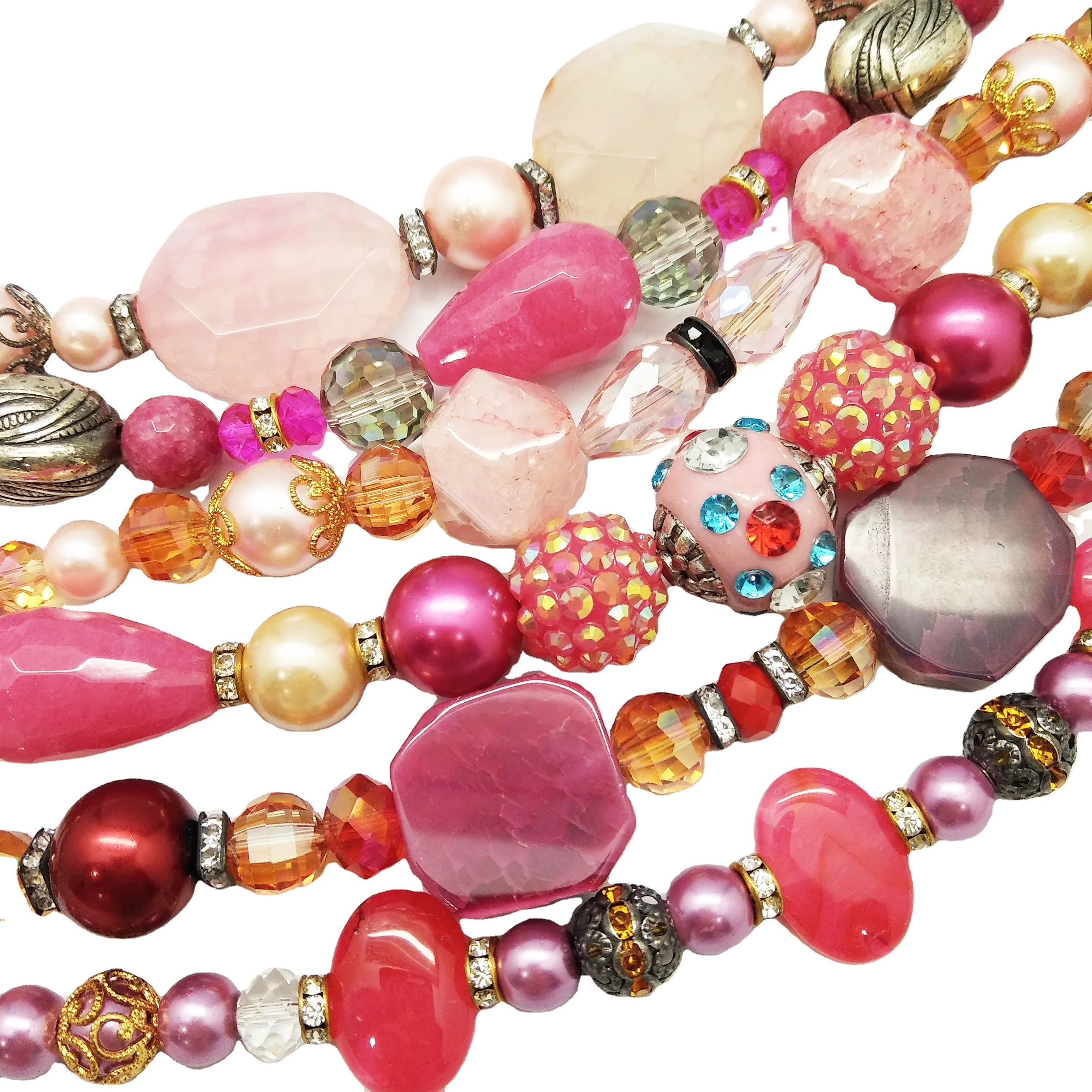 Fashion Jewelry Pink Multi Use Beads Accessories 7 inch string of beads