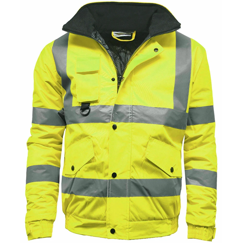 Road Safety Workwear Jacket Hi Vis Reflective Night Tape Men Jacket Site Security Jacket For Men Plus Size