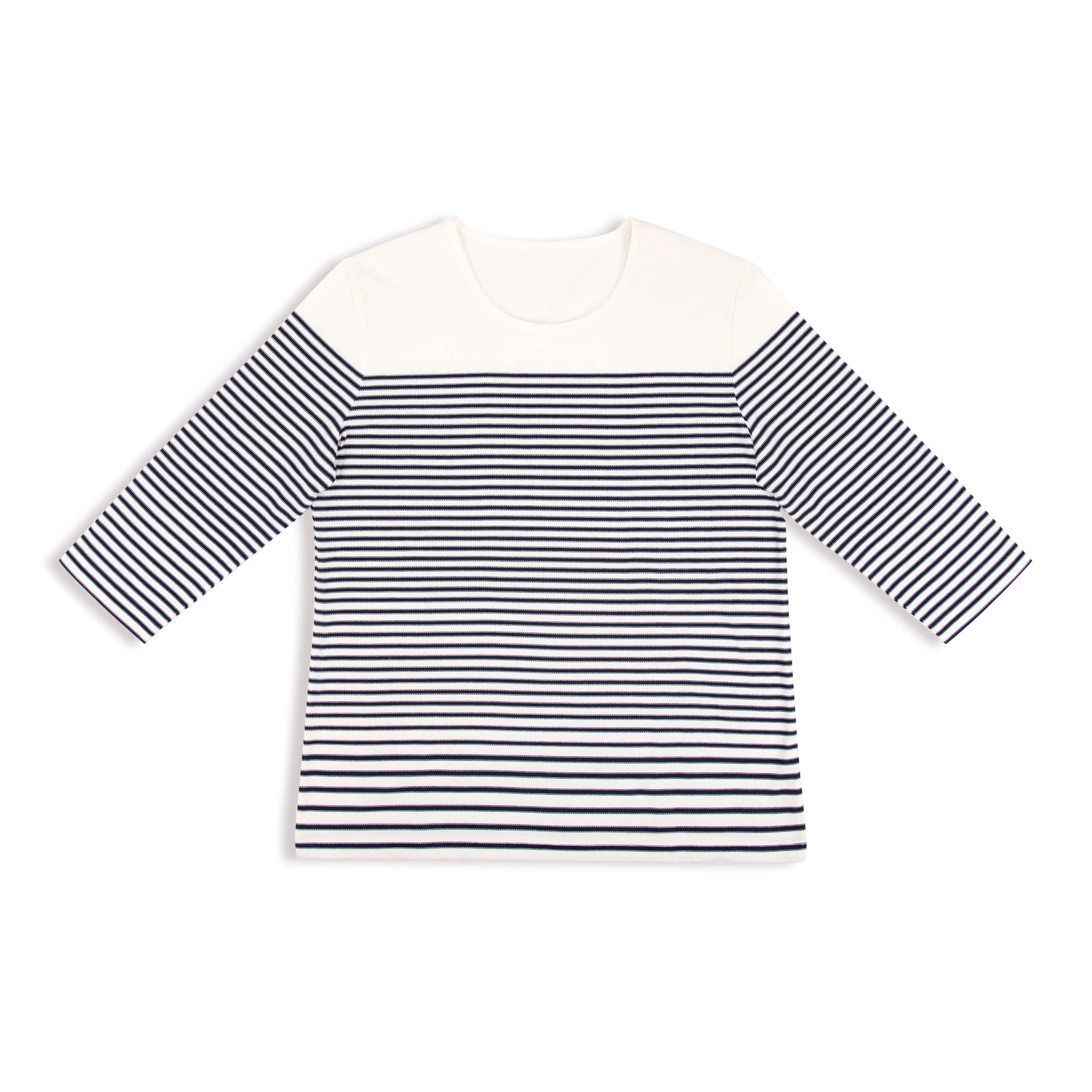 American New Fashion Design Cotton Long Sleeve OEM Custom Oversized Black Strips Print Tshirts for Women