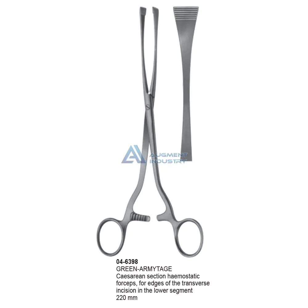 Зеленые щипцы для гемостатической резки, 220 мм, гемостатические щипцы для цезареза, хирургические инструменты из нержавеющей стали